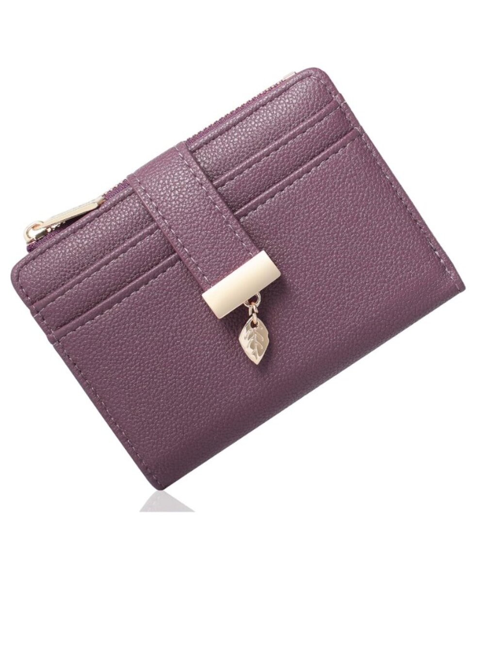 Women's Small Wallet, RFID Blocking Bifold Soft Leather Card Holder, DEEP PURPLE - Picture 2 of 6